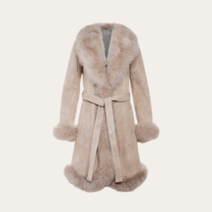 Tula Handcrafted Women's 100% Shearling, Sheepskin and Real Fox Fur Coat